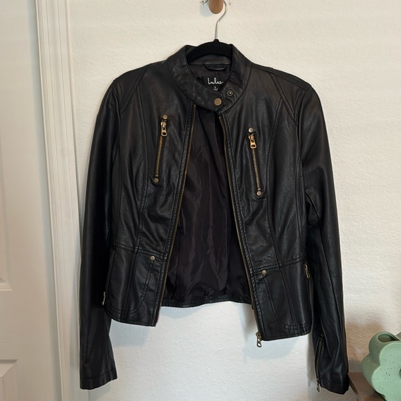 Lulu’s Peace of Mind Black Vegan Leather Moto Jacket Grunge Retro - Picture 5 of 11